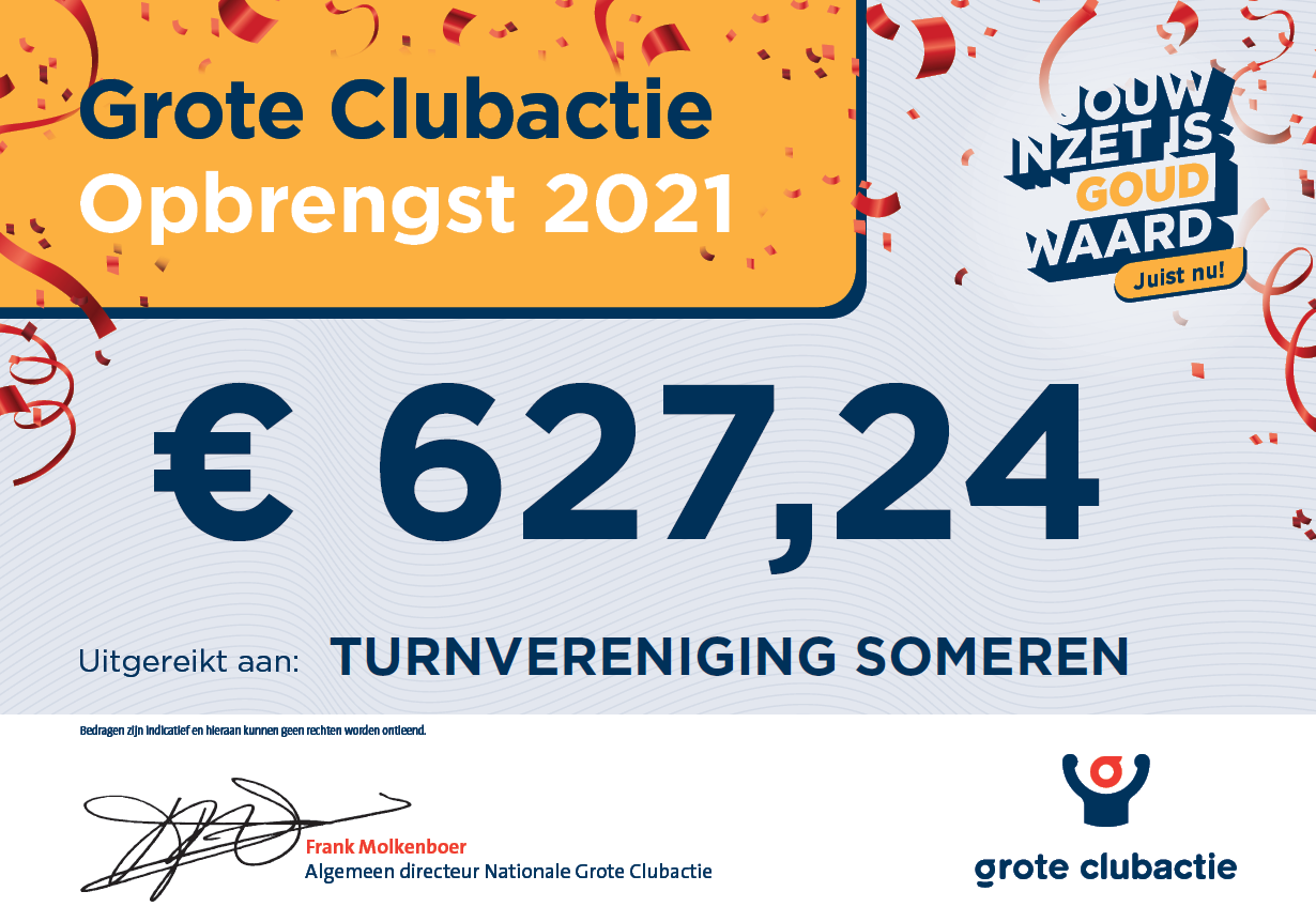 Uitslag Grote Clubactie Bekend - Turnvereniging Someren